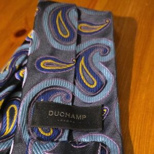 Duchamp Blue and Yellow Paisley Silk Tie